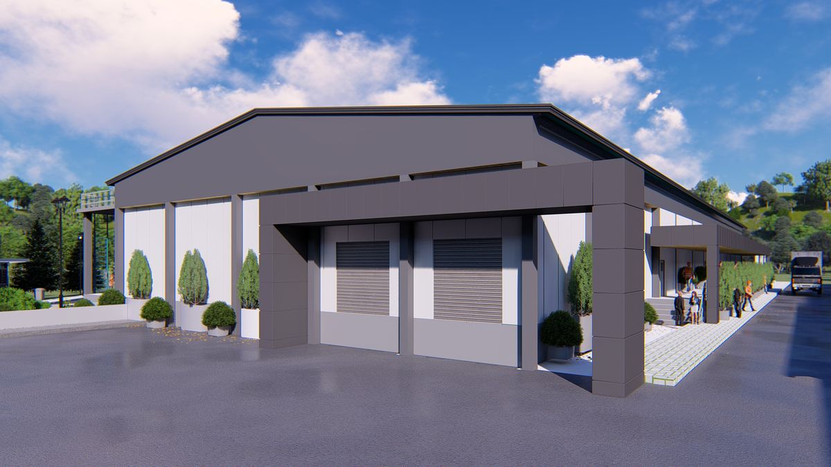 Poultry dressing plant loading bays, design render